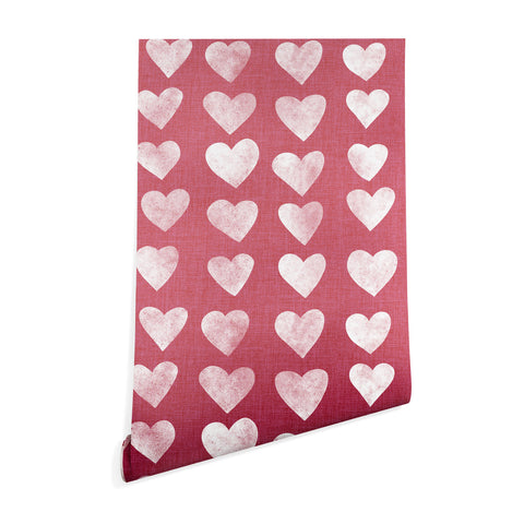 Schatzi Brown Heart Stamps Pink Wallpaper