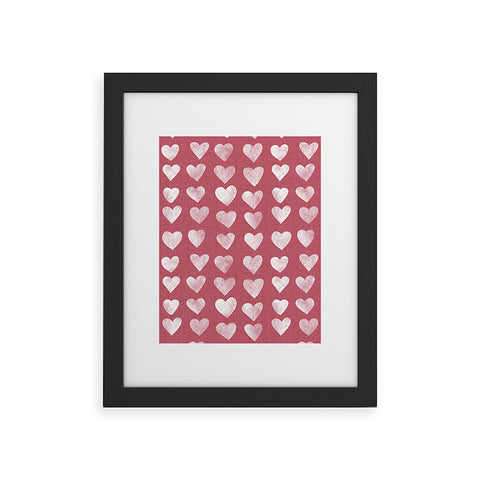 Schatzi Brown Heart Stamps Pink Framed Art Print