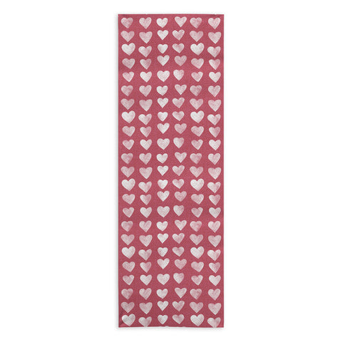 Schatzi Brown Heart Stamps Pink Yoga Towel