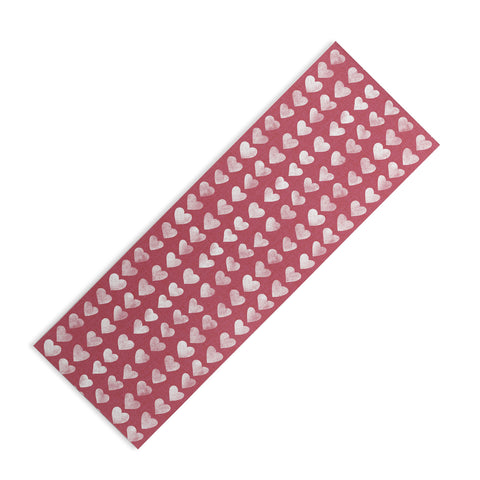 Schatzi Brown Heart Stamps Pink Yoga Mat