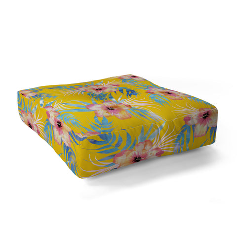 Schatzi Brown Honolua Tropic Yellow Floor Pillow Square