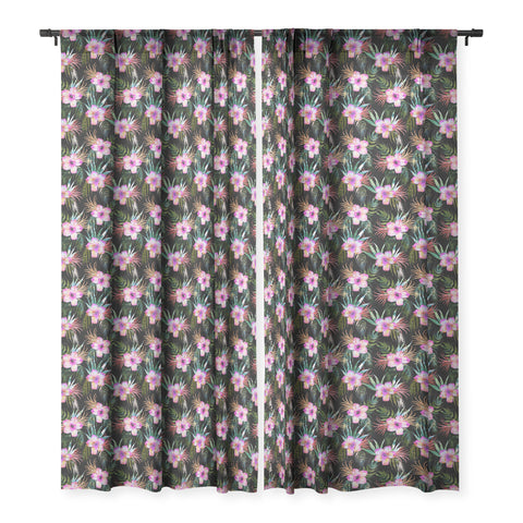 Schatzi Brown Honolua Tropical Black Sheer Window Curtain