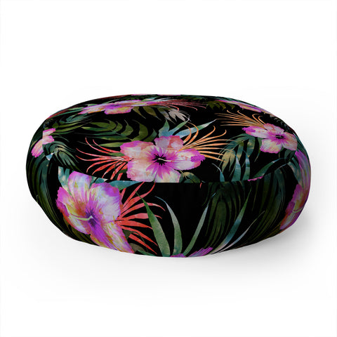 Schatzi Brown Honolua Tropical Black Floor Pillow Round