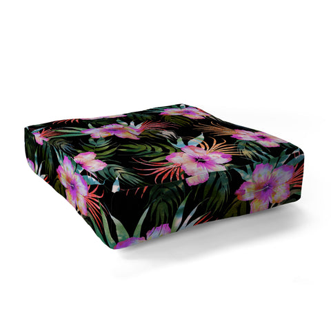 Schatzi Brown Honolua Tropical Black Floor Pillow Square