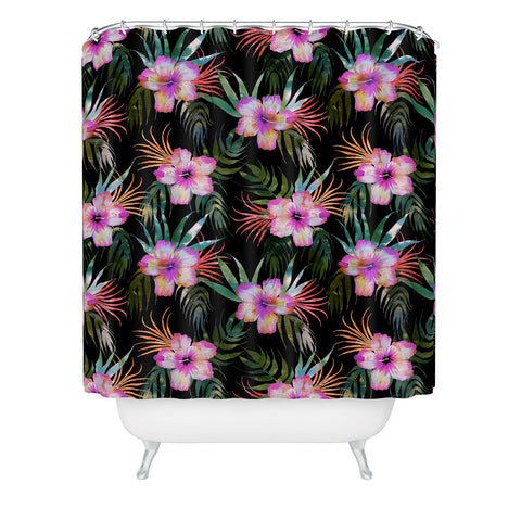 Schatzi Brown Honolua Tropical Black Shower Curtain