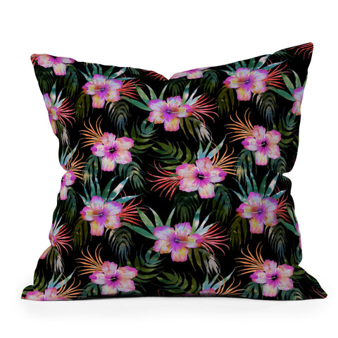 Schatzi Brown Honolua Tropical Black Throw Pillow