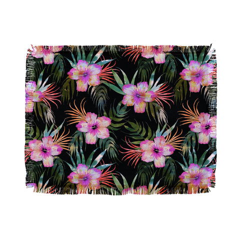 Schatzi Brown Honolua Tropical Black Throw Blanket