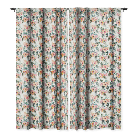 Schatzi Brown Honolua Tropical White Blackout Window Curtain