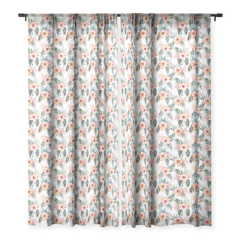 Schatzi Brown Honolua Tropical White Sheer Window Curtain
