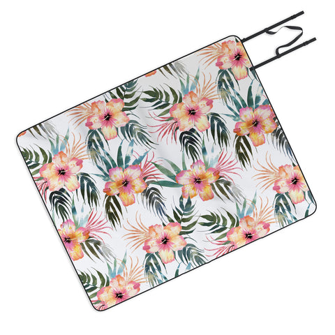 Schatzi Brown Honolua Tropical White Picnic Blanket
