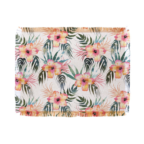 Schatzi Brown Honolua Tropical White Throw Blanket