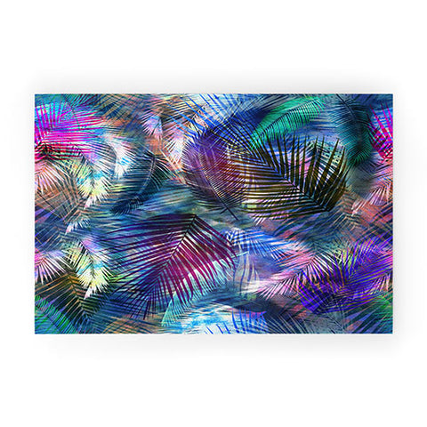 Schatzi Brown Hookena Palm Blue Welcome Mat