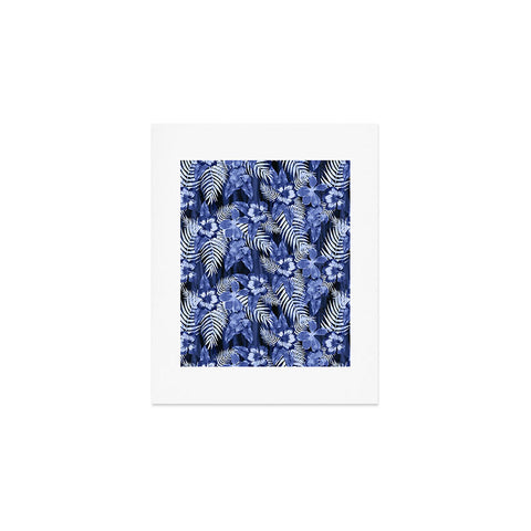 Schatzi Brown Hula Hibiscus Dark Blue Art Print