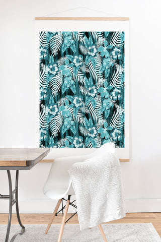 Schatzi Brown Hula Hibiscus Emerald Art Print And Hanger