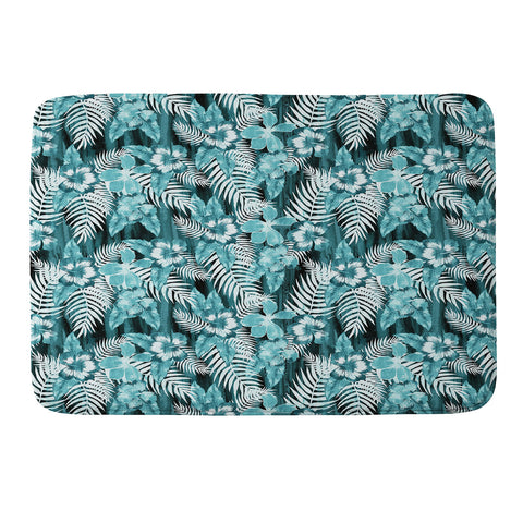 Schatzi Brown Hula Hibiscus Emerald Memory Foam Bath Mat