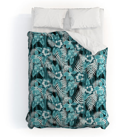 Schatzi Brown Hula Hibiscus Emerald Comforter