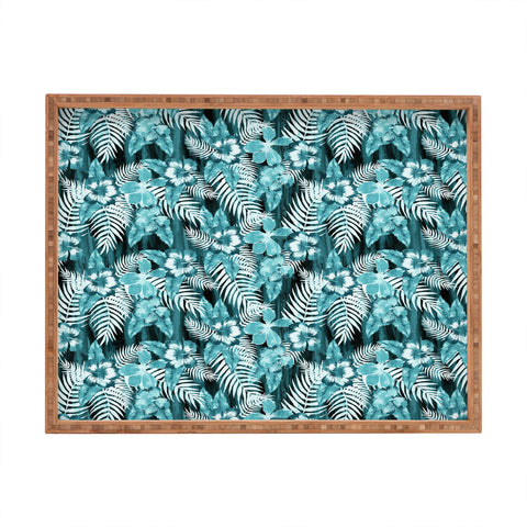 Schatzi Brown Hula Hibiscus Emerald Rectangular Tray