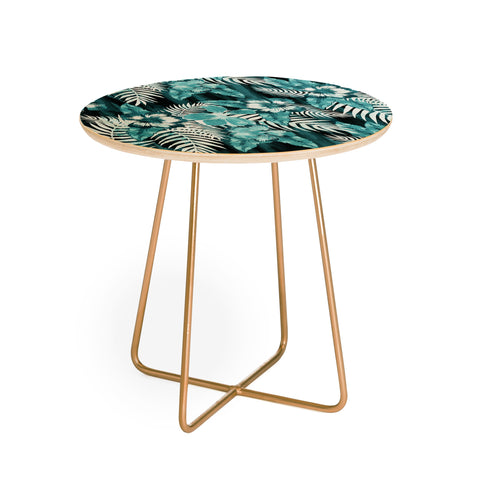 Schatzi Brown Hula Hibiscus Emerald Round Side Table