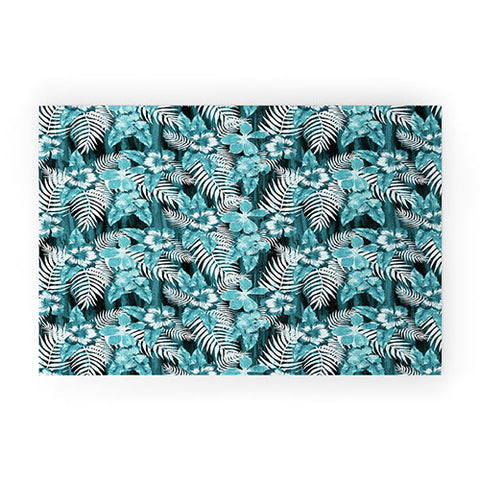 Schatzi Brown Hula Hibiscus Emerald Welcome Mat