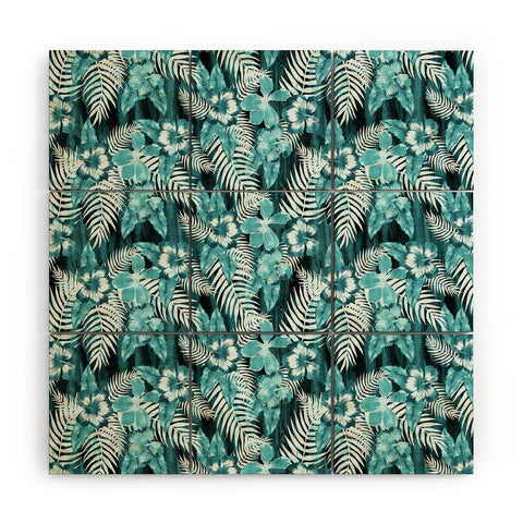 Schatzi Brown Hula Hibiscus Emerald Wood Wall Mural