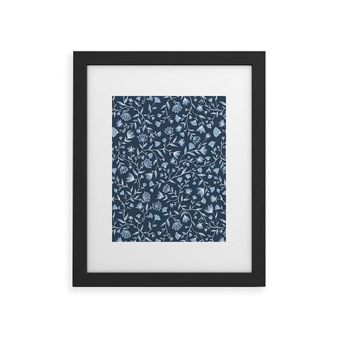 Schatzi Brown Innessa Floral Indigo Framed Art Print