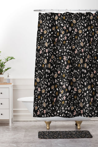 Schatzi Brown Innessa Floral Midnight Shower Curtain And Mat