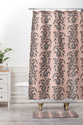 Schatzi Brown Innessa Paisley Blush Shower Curtain And Mat