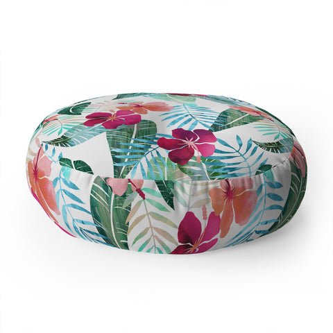 Schatzi Brown Island Goddess 2 White Floor Pillow Round