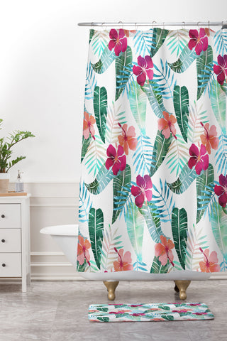 Schatzi Brown Island Goddess 2 White Shower Curtain And Mat