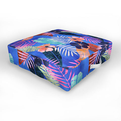 Schatzi Brown Island Goddess Blue Outdoor Floor Cushion