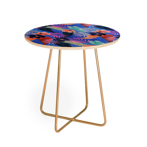 Schatzi Brown Island Goddess Blue Round Side Table