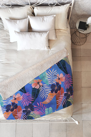 Schatzi Brown Island Goddess Blue Fleece Throw Blanket