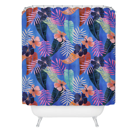 Schatzi Brown Island Goddess Blue Shower Curtain
