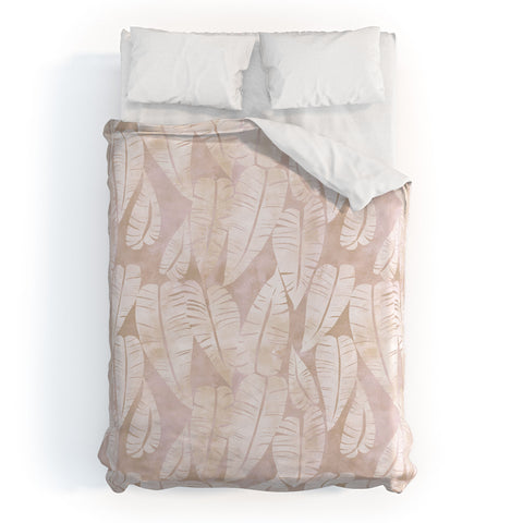 Schatzi Brown Island Goddess Leaf Creme Duvet Cover