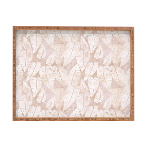 Schatzi Brown Island Goddess Leaf Creme Rectangular Tray