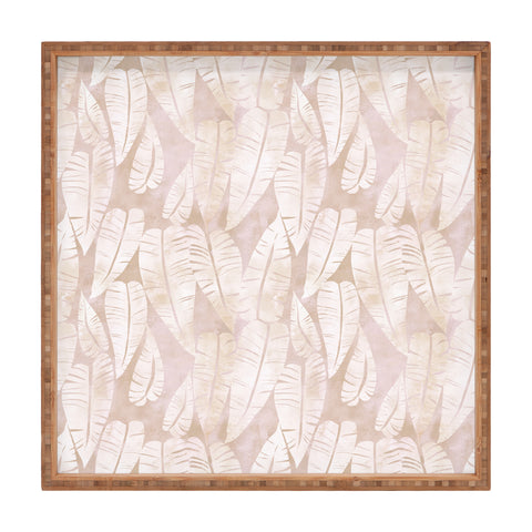 Schatzi Brown Island Goddess Leaf Creme Square Tray