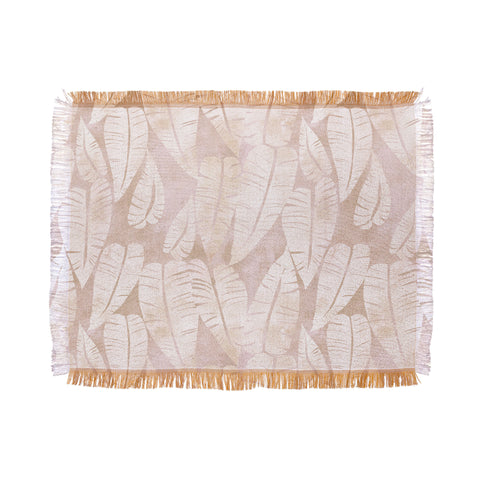Schatzi Brown Island Goddess Leaf Creme Throw Blanket
