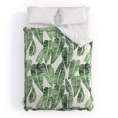 Schatzi Brown Island Goddess Leaf Green Duvet Cover