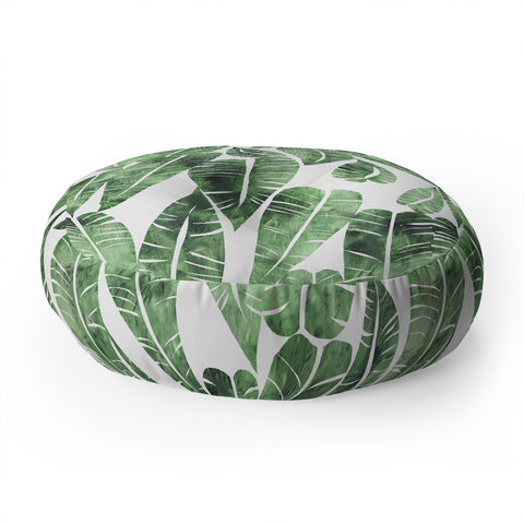 Schatzi Brown Island Goddess Leaf Green Floor Pillow Round