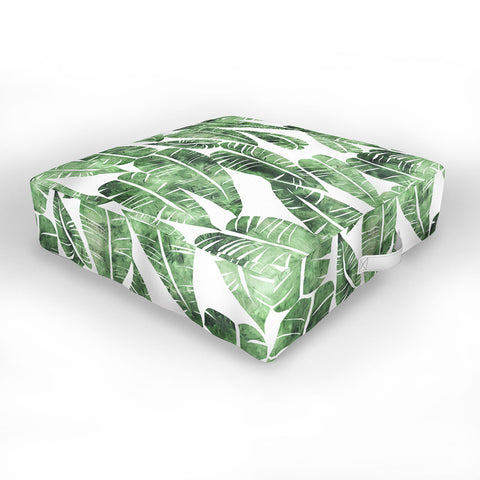 Schatzi Brown Island Goddess Leaf Green Outdoor Floor Cushion