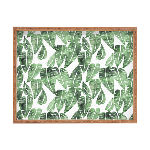 Schatzi Brown Island Goddess Leaf Green Rectangular Tray