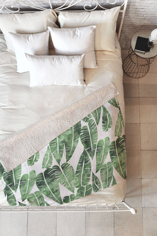 Schatzi Brown Island Goddess Leaf Green Fleece Throw Blanket