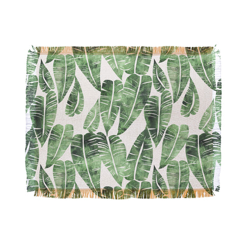 Schatzi Brown Island Goddess Leaf Green Throw Blanket