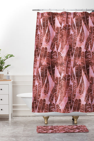 Schatzi Brown Island Goddess Leaf Rose Shower Curtain And Mat