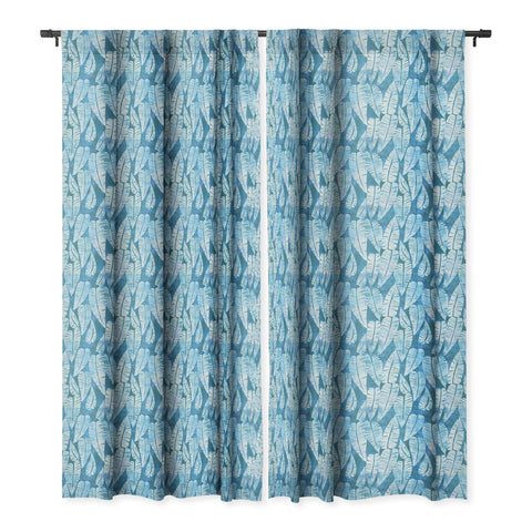 Schatzi Brown Island Goddess Leaf Turquoise Blackout Window Curtain