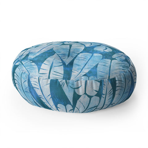 Schatzi Brown Island Goddess Leaf Turquoise Floor Pillow Round