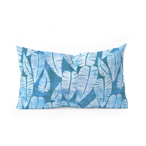 Schatzi Brown Island Goddess Leaf Turquoise Oblong Throw Pillow