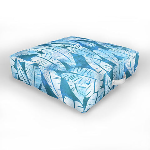 Schatzi Brown Island Goddess Leaf Turquoise Outdoor Floor Cushion