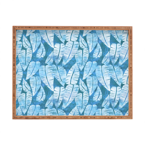 Schatzi Brown Island Goddess Leaf Turquoise Rectangular Tray