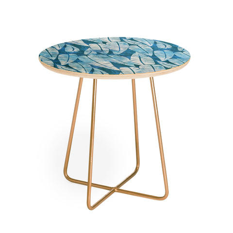 Schatzi Brown Island Goddess Leaf Turquoise Round Side Table